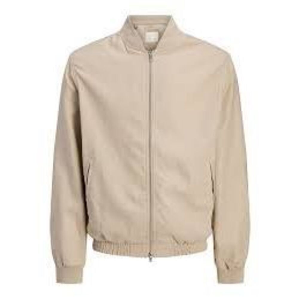 Coofandy Men's S Casual Zip Up Jacket Cream Linen Blend Bomber Spring Minimalist